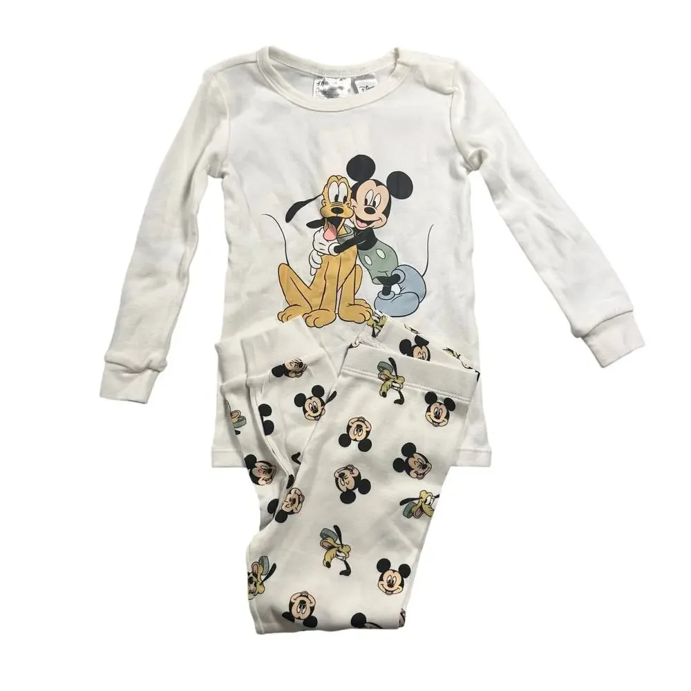 H&M Snug Fit Cotton Jersey Pajamas Mickey Set Size 2Y NWT